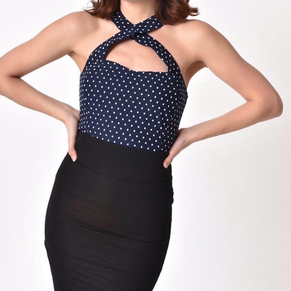 Unique Vintage Polka Dot Halter Top